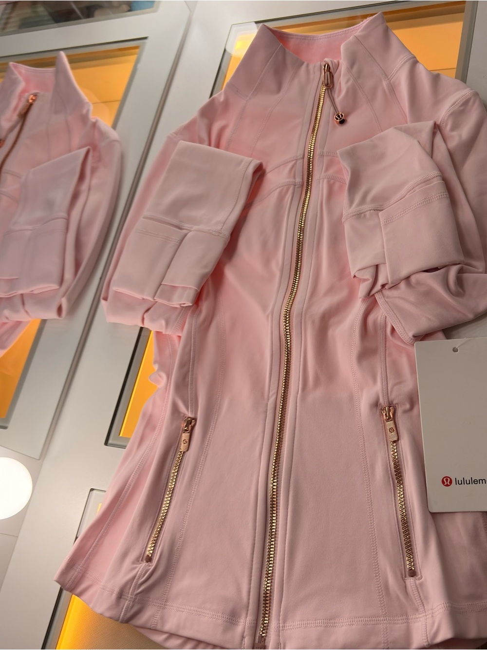 lululemon athletica Light Pink Full-Zip Bomber Jacket with Gold Hardware